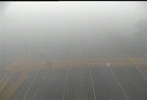 Neblina reduz a visibilidade nas rodovias. Câmeras da Viapar mostram neblina em quase todas as rodovias da região